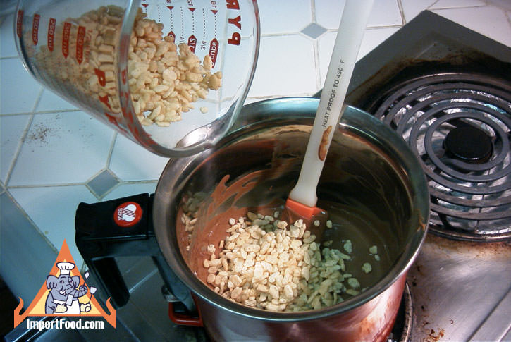 Thai Chocolate Rice Krispy Bars with Ovaltine & Chocolate Bavarian Cream