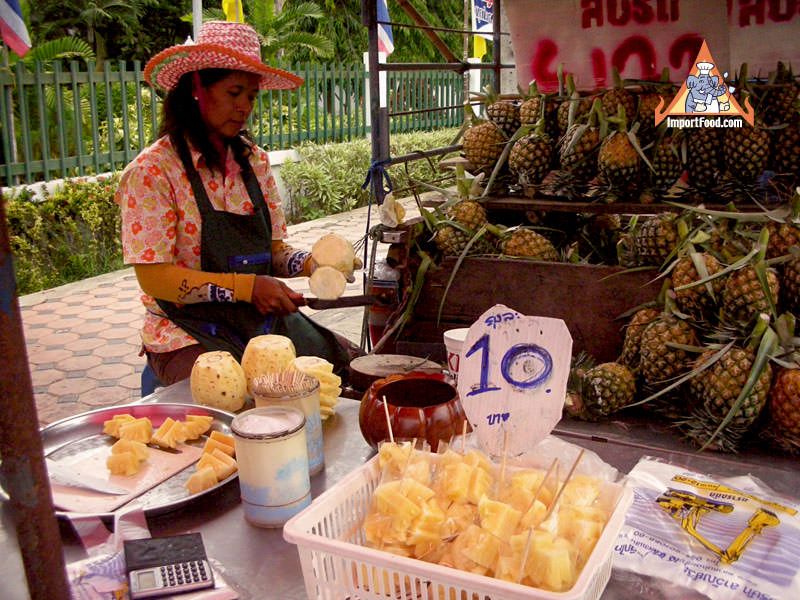 Fresh Pineapple Prepared on the Sidewalk