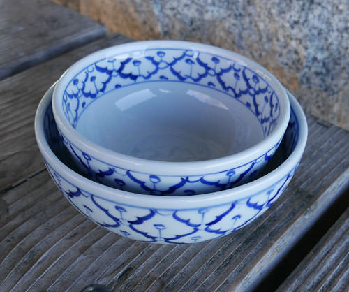 Handpainted Thai Ceramic, Set of Two Bowls