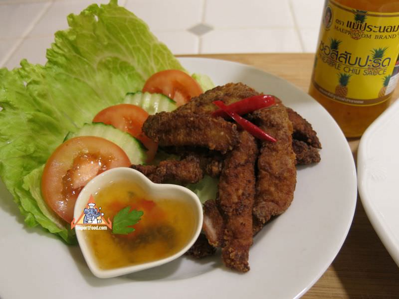 Thai Fried Pork Strips, Moo Kratiem Chup Paeng Tod
