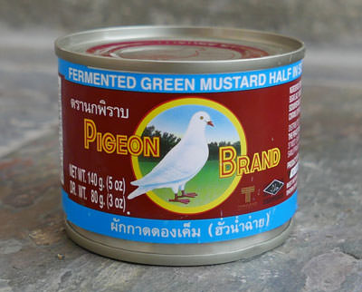 Thai Fermented Mustard Green, Pigeon Brand, 5 oz can