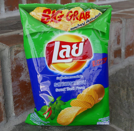 Thai Lays Potato Chips, Sweet Basil Flavor, 50 gram