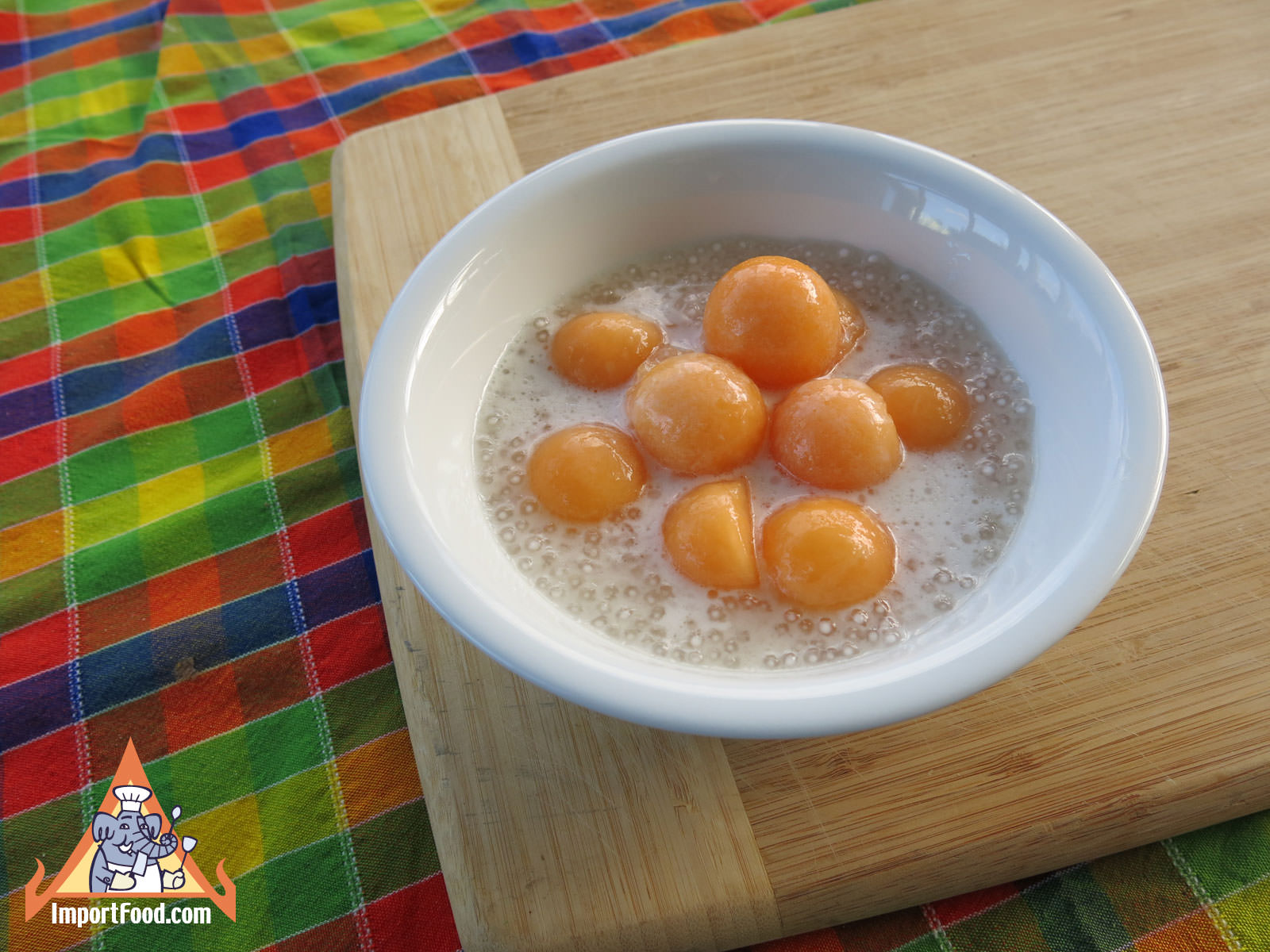 Tapioca Pearl and Cantaloupe with Fragrant Coconut Cream, Sa Koo Cantaloupe