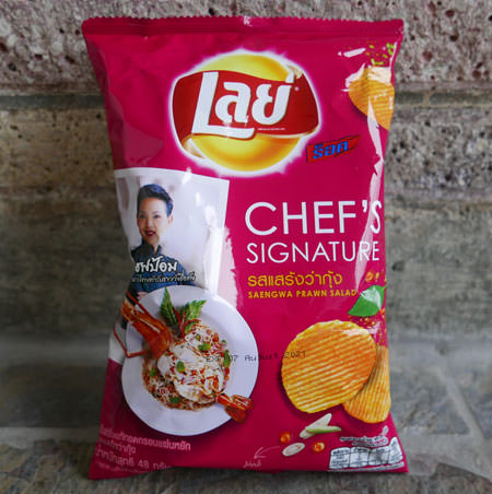 Thai Lays Potato Chips, Saengwa Prawn Salad, 48 gram